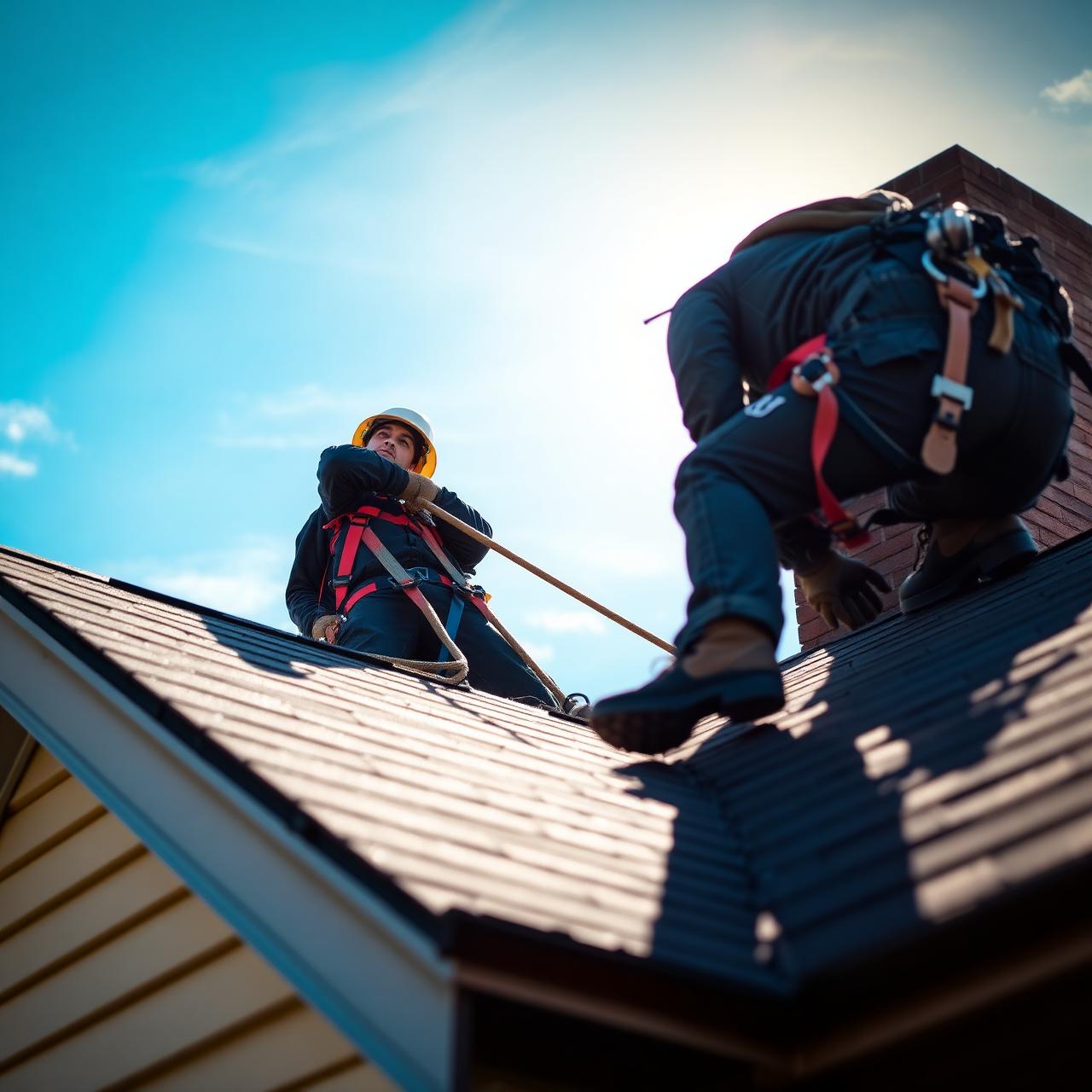 Roof Masters technician installing shingles